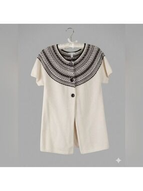 Charter Club Black Cream Silver Cardigan Size Medium